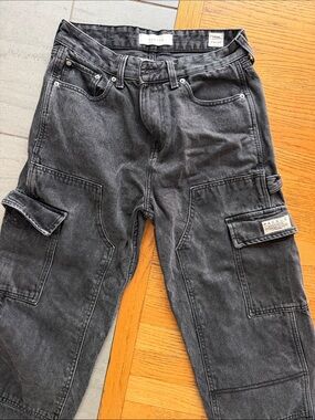 PacSun Washed Black Cargo Pants with Utility Pockets 29x 30